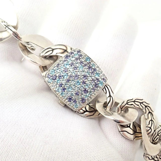 2000 - 2009 John Hardy Silver Blue Topaz Iolite Kali Lava Large Necklace For Sale - Image 5 of 9