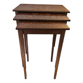 Antique Mahogany Nesting Tables With Dutch Marquetry For Sale