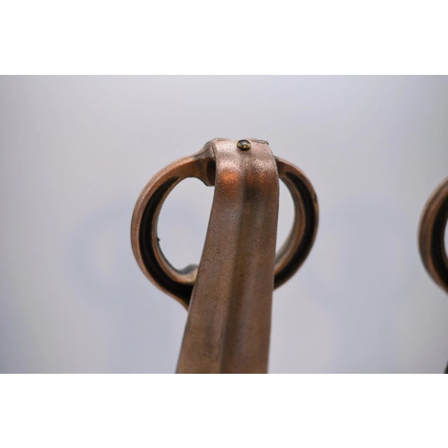 Vintage Japanese Heavy Bronze Fireplace Andirons - a Pair For Sale - Image 11 of 13