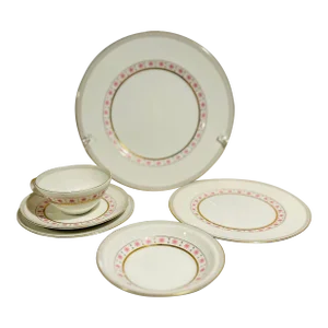 1960s Mid-Century Pink Atomic Star Place Setting- 6 Pieces