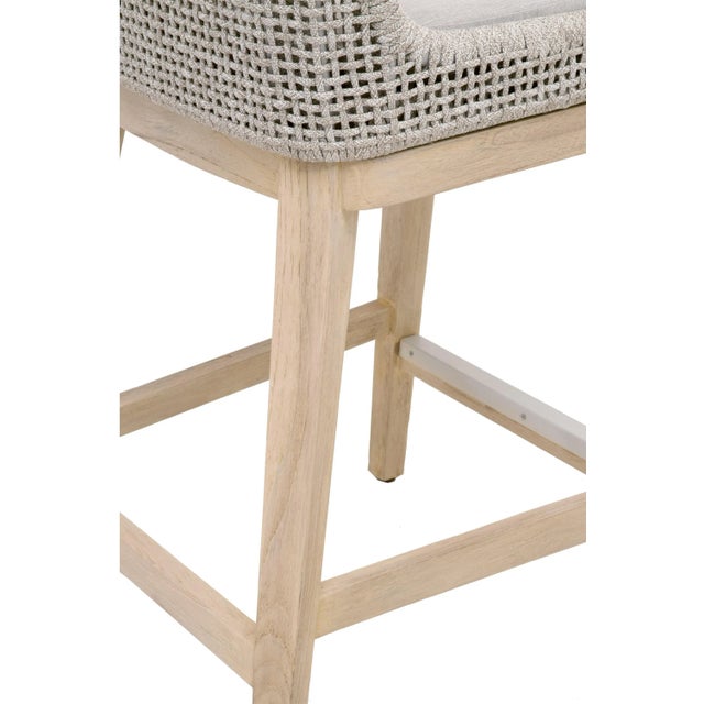 Mesh Teak & Rope Outdoor Counter Stool For Sale - Image 4 of 9