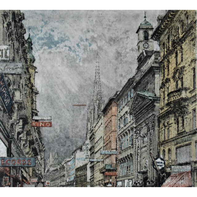 Robert Kasimir, Busy Street, Vienna, Circa 1970 For Sale - Image 4 of 8