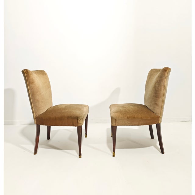 Metal Velvet Armchairs, Italy, 1960s, Set of 2 For Sale - Image 7 of 11