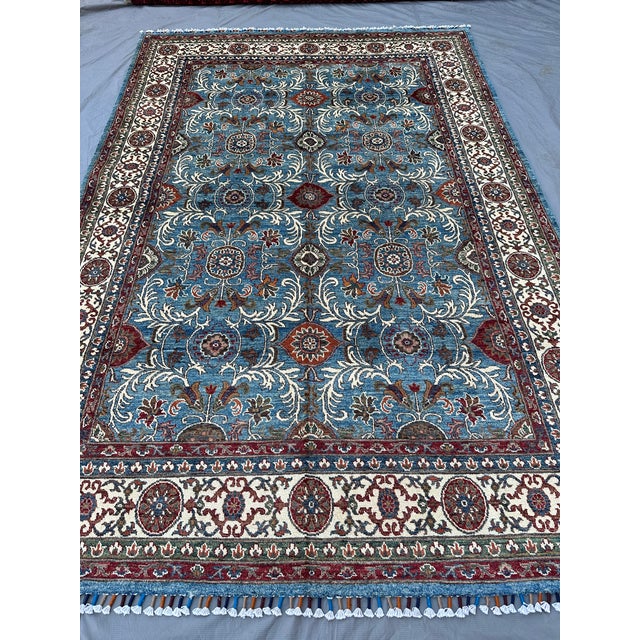2000 - 2009 Blue Sultanabad Hand-Knotted Wool Rug - 6'8" X 9'10" For Sale - Image 5 of 15