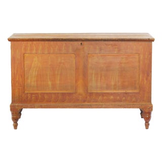 Pennsylvania Flame Orange Painted Blanket Chest, C. 1870 For Sale