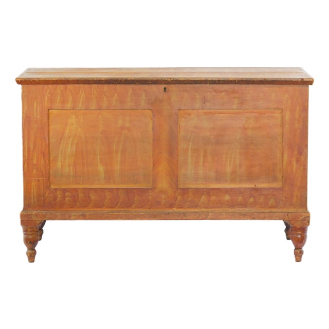 Pennsylvania Flame Orange Painted Blanket Chest, C. 1870 For Sale