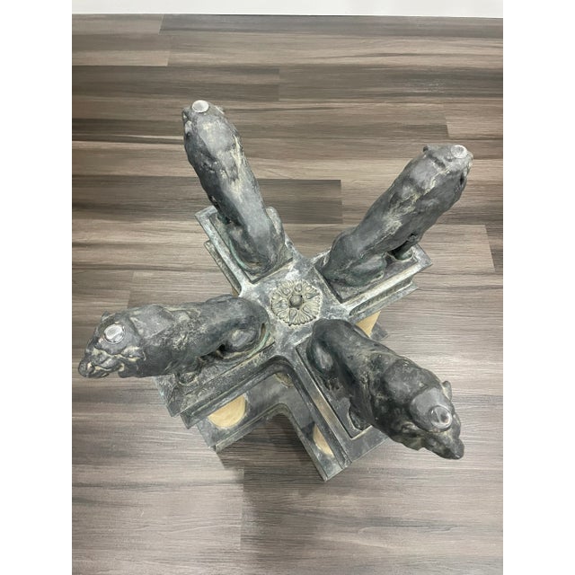 Neoclassical Four-Lion Composite Pedestal Table Base For Sale - Image 4 of 5