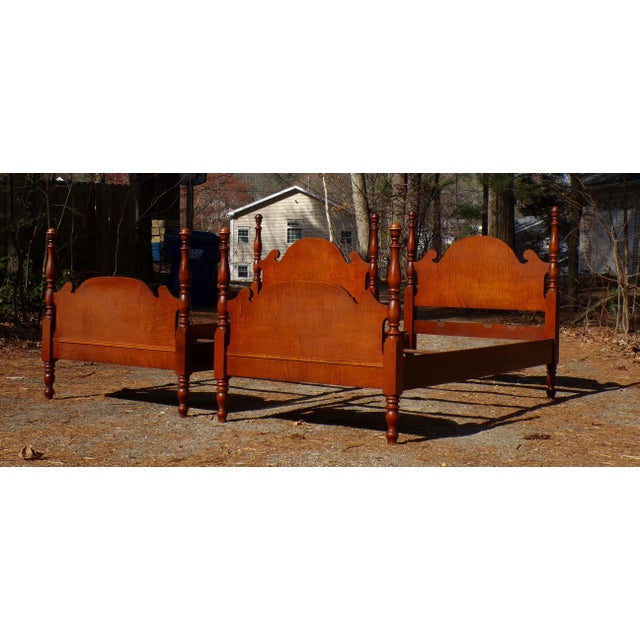 Vintage Pair Atlas Furniture Curly Maple Poster Twin Beds For Sale - Image 13 of 18