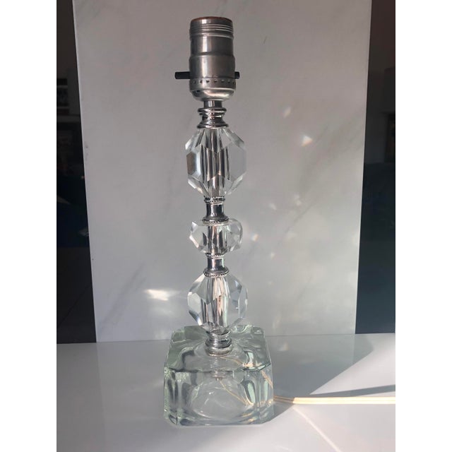Metal 1970s Faceted Crystal Desk Lamp For Sale - Image 7 of 15