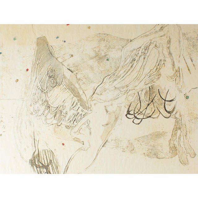 Contemporary Signed “Winged Figure” Abstract Color Etching and Aquatint by Walter Sorge For Sale - Image 3 of 8