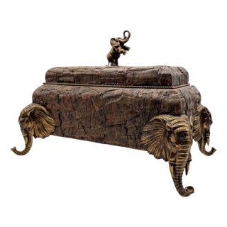 Maitland Smith Elephant Box With Brass Mounts For Sale
