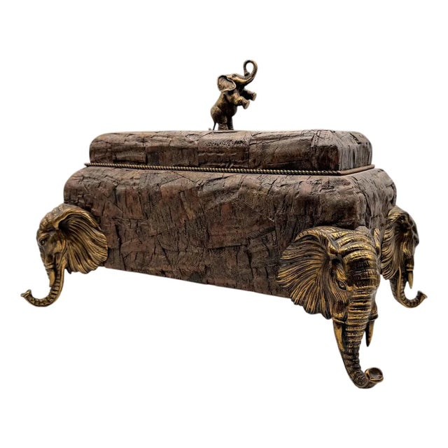 Maitland Smith Elephant Box With Brass Mounts For Sale