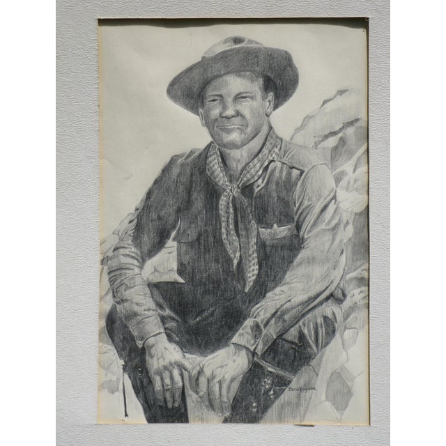 PENCIL DRAWING Western Cowboy Art Original Vintage Signed Daria Kingman For Sale - Image 10 of 10