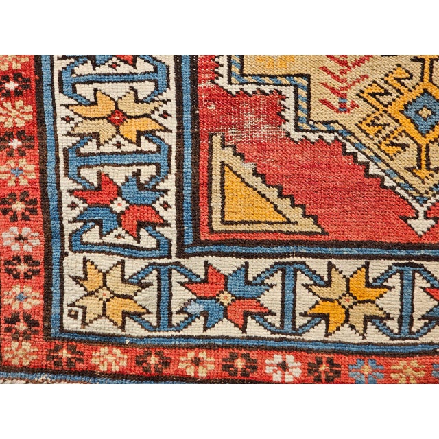 Vintage Handwoven Caucasian Kazak Rug, Geometric Pattern, Red & Ivory, 4' x 7' For Sale - Image 18 of 18