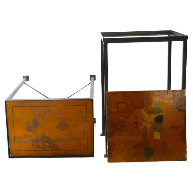 Contemporary Vintage Wrought Iron / Painted Wood Top Side Tables For Sale - Image 3 of 13