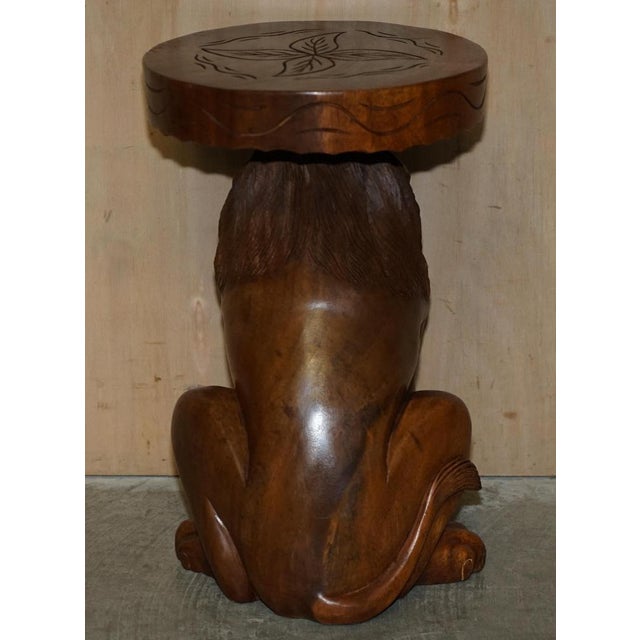 Set of Vintage Hand Carved Male Lion Stools with Ornate Decoration For Sale - Image 13 of 18