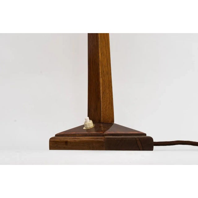 Brown Art Deco Wood Table Lamp with Fabric Shade, Vienna, 1920s For Sale - Image 8 of 12