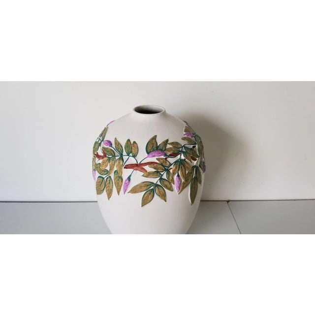 Mid-Century Modern Vintage Mid-Century Modern Ceramic Vase With Floral Pattern For Sale - Image 3 of 9