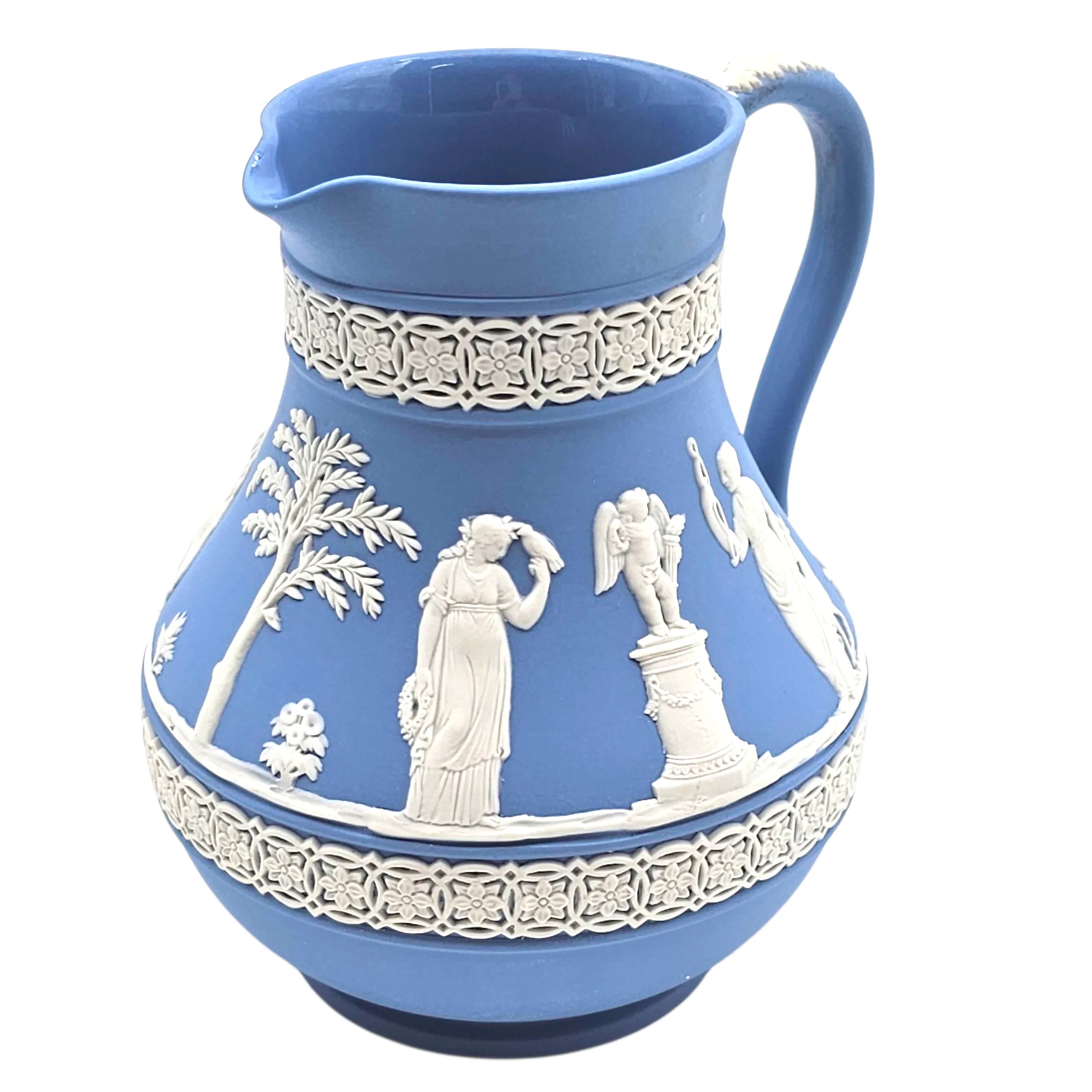 Wedgwood Blue Jasperware Neoclassical Pitcher Jug, English