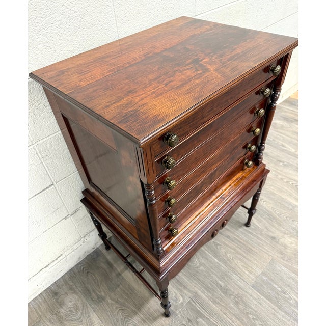 American Vintage American Empire or Sheraton Style Lingerie Chest Semainier For Sale - Image 3 of 13