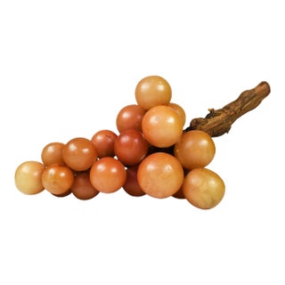 Mid 20th Century Italian Natural Alabaster Stone Grape Cluster With Natural Grape Vine For Sale