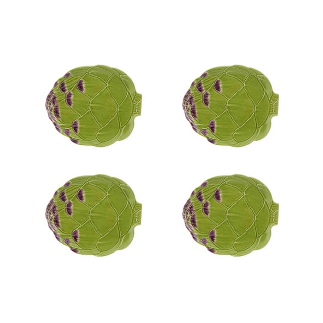Traditional Bordallo Pinheiro Artichoke Set with Pasta Bowls, Green, 12 Pieces For Sale - Image 3 of 5