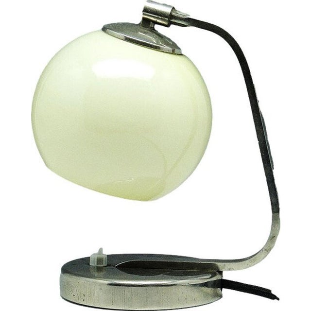 Mid-Century Glass and Metal Bedside Lamp, 1950s For Sale - Image 10 of 11