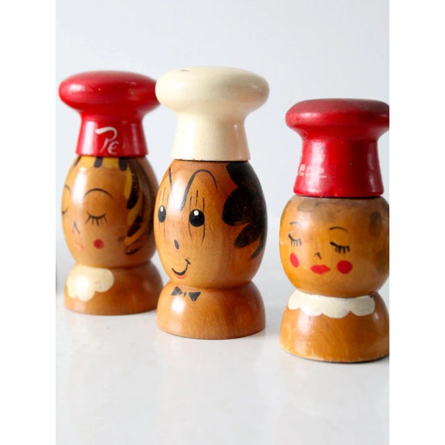 Mid-Century Wooden Salt & Pepper Shakers - 8 Piece For Sale - Image 12 of 13
