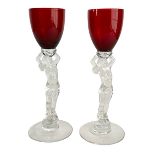Cambridge Statuesque Nude Stem Cordial Glasses Brandy Port Wine Ruby Red Bowl