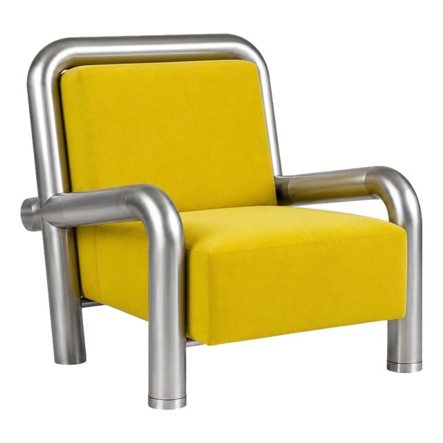 Tub Armchair in Wool and Brushed Steel by Christophe Perichon For Sale
