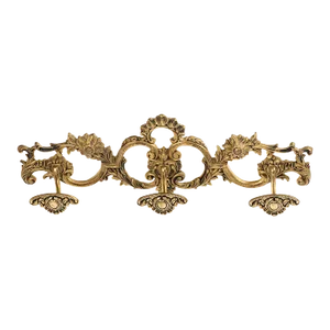 1960s Brass Wall Mount Coat Rack 3 Large Hooks
