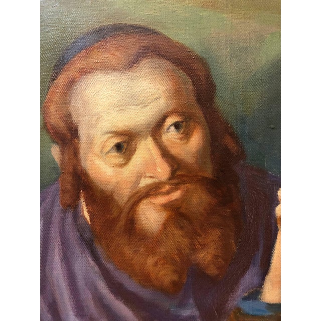 Nandor Vydai Brenner, Rabbi Cheder Test Hungarian Judaica Oil Painting Nandor Brenner Vidai Bar Mitzva For Sale - Image 4 of 6