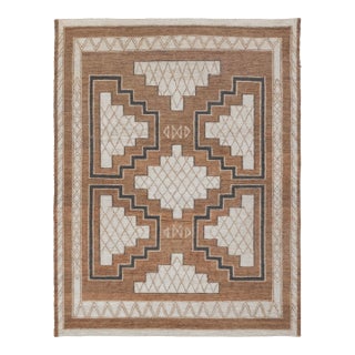 10x14Ft.Brown Cream Grey Jute Taureg Inspired Soumek Jute Hand Woven Rug For Sale