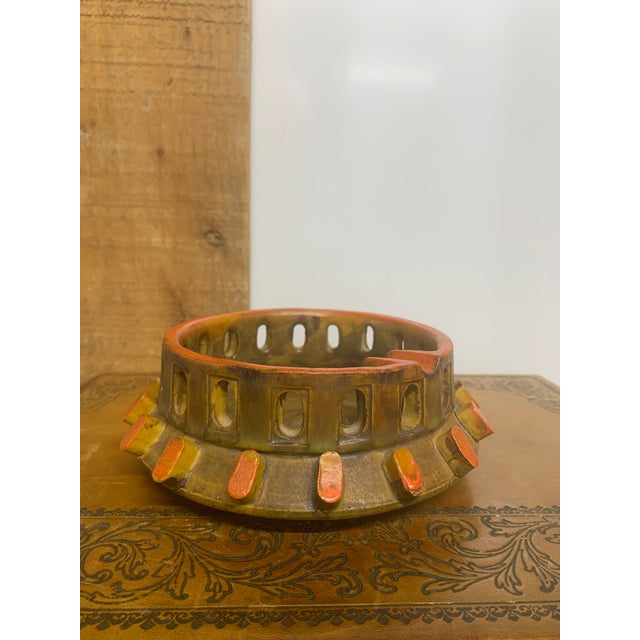 Mid 20th Century Italian Alvino Bagni Sea Garden Ceramic Ashtray/Catchall Dish in Burnt Orange