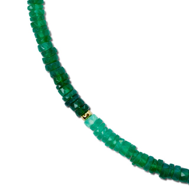 Modern Green Agate Ombre Gold Bead Necklace For Sale - Image 3 of 8