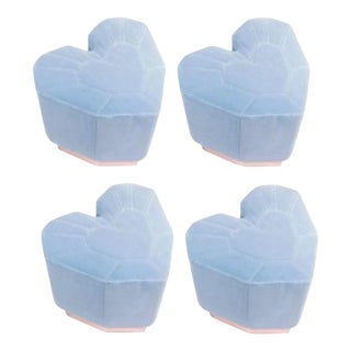 Light Blue Queen Heart Stools by Royal Stranger, Set of 4 For Sale