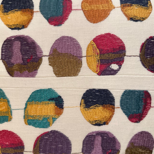 Handcrafted decorative pillow case. Multicolor confetti embroidered cotton and solid white back, 20”X20”, invisible...