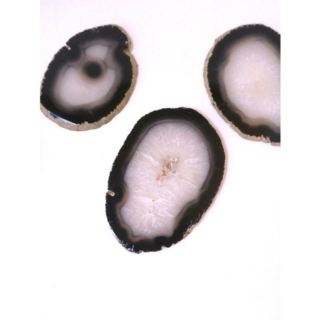 Late 20th Century Coasters Black and White Agate, Set of 4 For Sale - Image 9 of 12