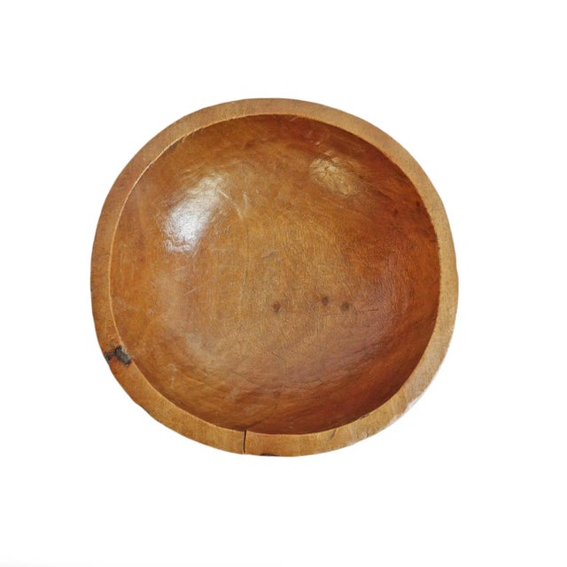 Rustic Vintage Teak Nepal Wood Bowl For Sale - Image 3 of 4