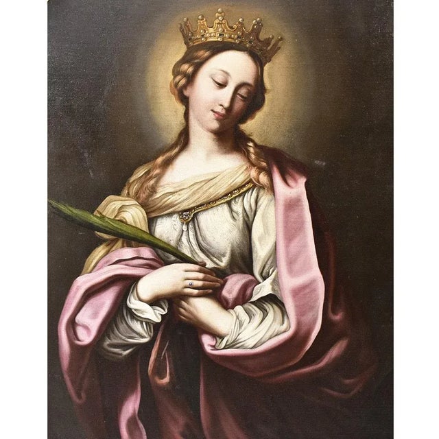 Religious Artist, Saint Catherine, 1600s, Oil on Canvas For Sale - Image 4 of 10
