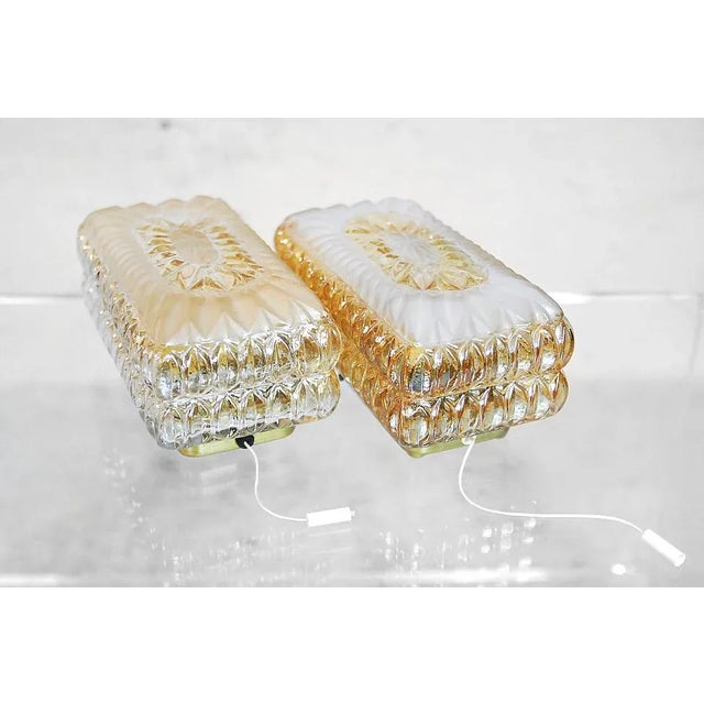 1970s Modern Ice Glass Wall Sconces, 1970s, Set of 2 For Sale - Image 5 of 9