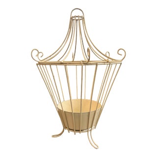 1950s Wire Creamy White Pagoda Tabletop Planter or Lantern For Sale