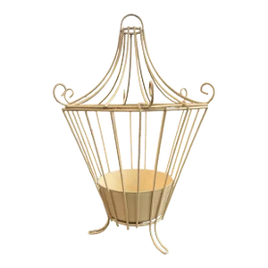 1950s Wire Creamy White Pagoda Tabletop Planter or Lantern