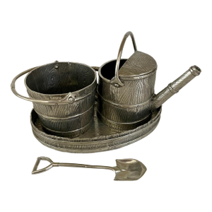 Gardening Pewter Creamer and Sugar Set