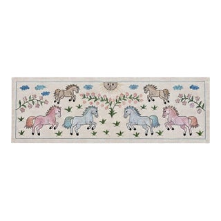 Pastel Horse Suzani Wall Hanging, Sun Face For Sale