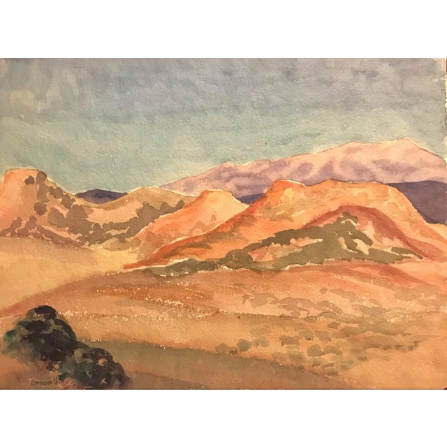 1930s Mercedes Erixon Hoshall Western Desert Watercolor For Sale - Image 4 of 4