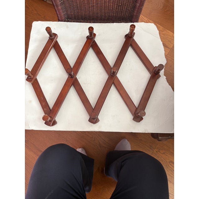 Wall Mounted Accordian Wood Rack Circa 1940 For Sale - Image 4 of 4
