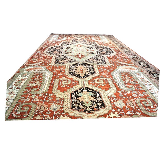 Turkish Serapi Wool 16X25 Rust, Black & Tan Handmade Area Rug #1141351 For Sale - Image 4 of 10