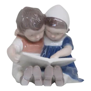 Bing and Grondahl 1567 Boy and Girl Children Reading Porcelain Figurine