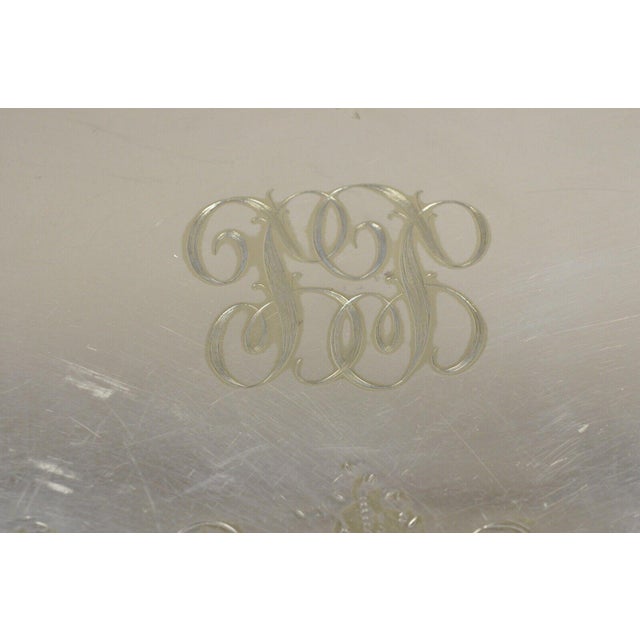 Early 20th Century Antique Victorian English Sheffield Floral Repousse Serving Platter Tray For Sale - Image 5 of 10